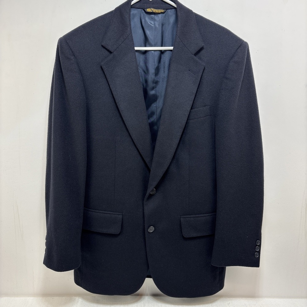 Mens Cashmere Wool Navy Blazer Sports Coat Jacket Soft Two Button‎ Size 41R EUC